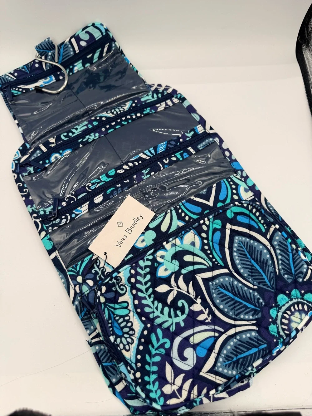 Vera Bradley Navy & Aqua Paisley Quilted Cosmetic Pouch